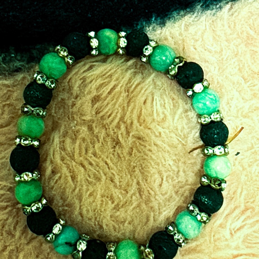Green and Black Beaded Bracelet
